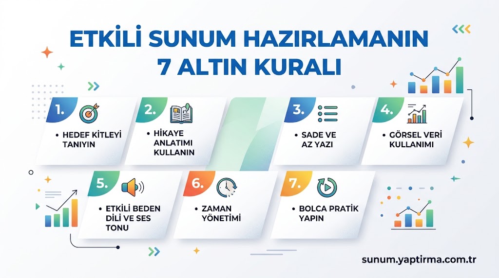 Makale hakkında daha fazla bilgi edinin Etkili Sunum Hazırlamanın 7 Altın Kuralı